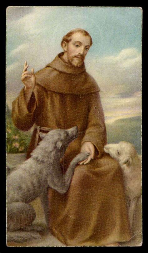 ST FRANCIS OF ASSISI THE WOLF LAMB Vtg Dat 1962 HOLY CARD Saint