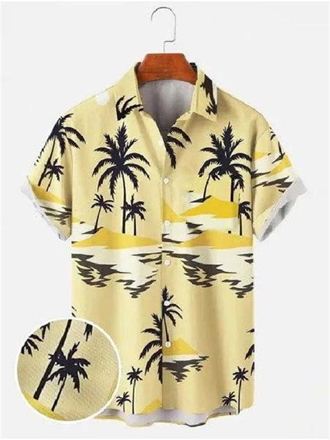 Homme Chemise Chemise Hawaïenne Cocotier Imprimés Photos Col Rabattu