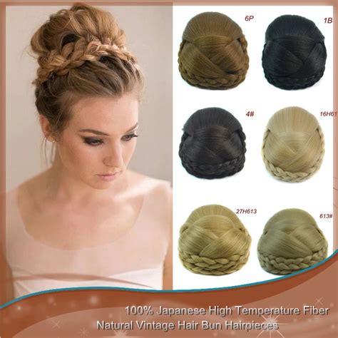 1pc Clip In Hair Bun Bridal Hair Chignon Updo Hairpieces Synthetic Hair Natural Braid In Bun