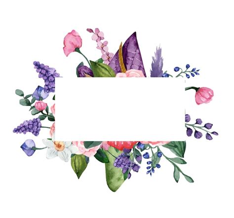 Premium Vector Watercolor Frame With Spring Flowers Illustration