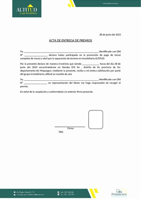 ACTA DE ENTREGA DE PREMIOS | Apuntes de Derecho Administrativo | Docsity