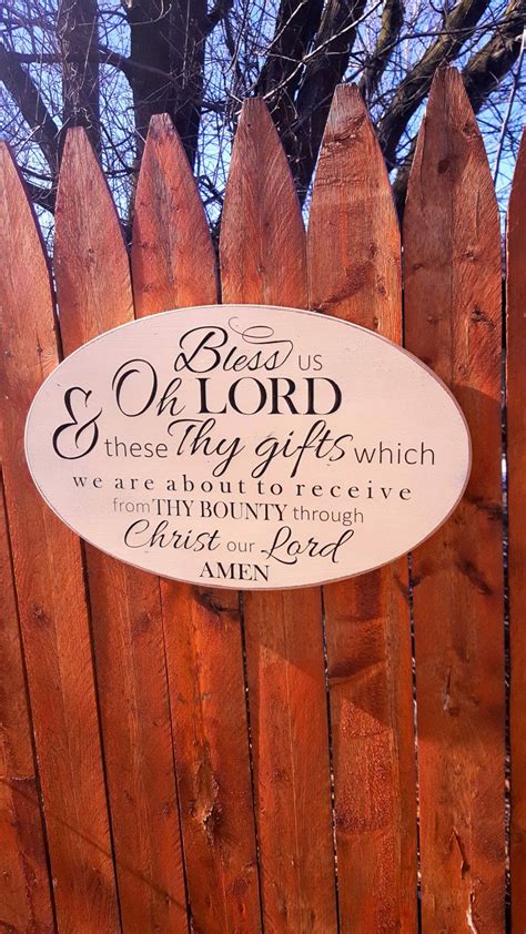 Custom Carved Wooden Sign Bless Us Oh Lord And These Thy Ts Which