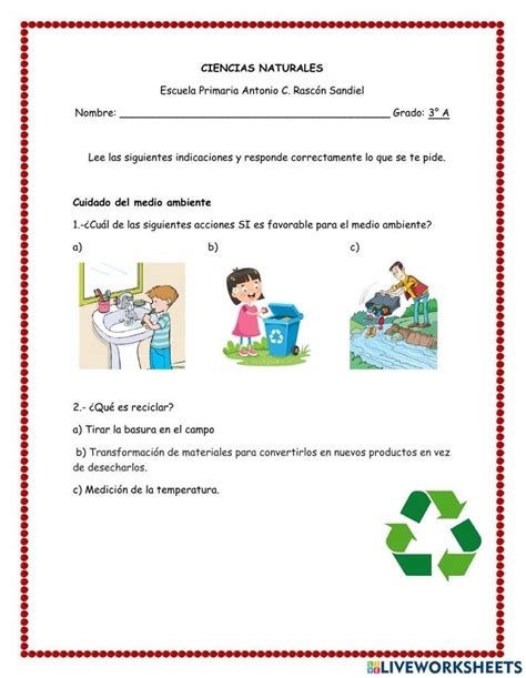 Examen De Ciencias Naturales Exercise For Tercero De Primaria