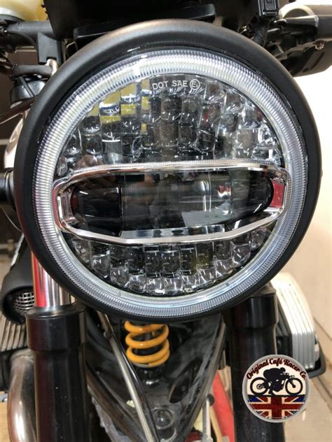 Motorbike Cafe Racer Cree Led Headlight Black W E Marked Drl