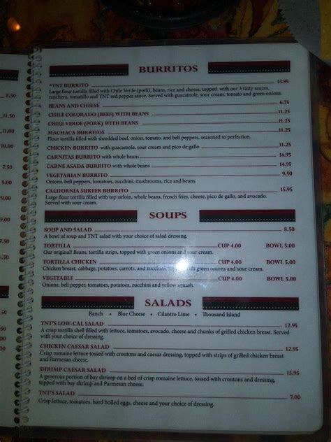 Menu At Tnt On The Lake Restaurant Lakeport Lakeshore Blvd