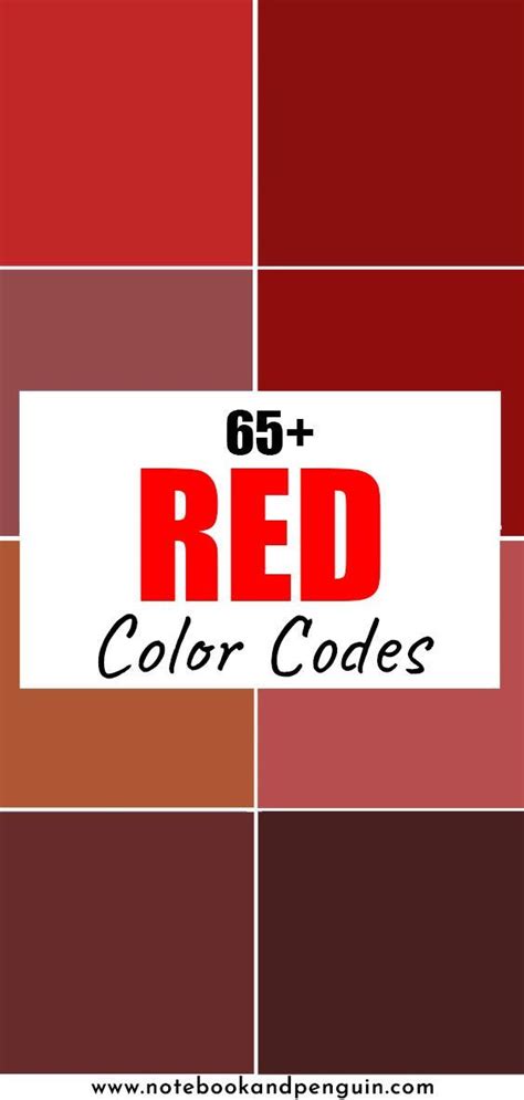 65 Red Hex Codes With Red Color Names And Rgb Values Color Coding