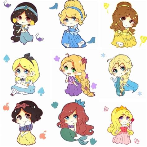 最高の壁紙 ディズニー プリンセス イラスト かわいい Disney Fan Art Chibi Disney Disney