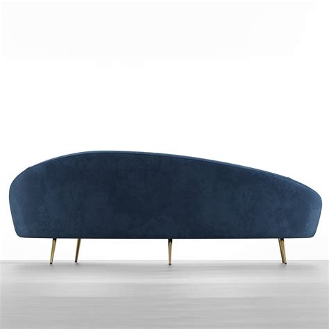 Modern Blue Velvet Curved Seaters Sofa For Living Room Homary