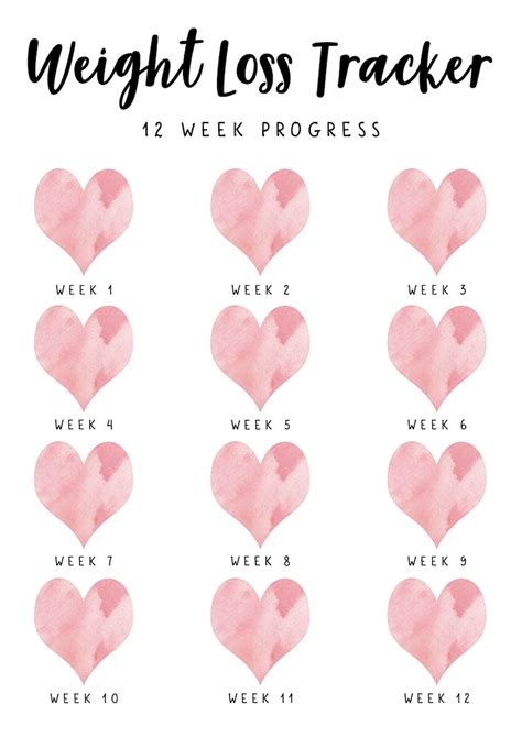 Printable Weight Loss Tracker 5 X Digital Weekly Weight Etsy Uk