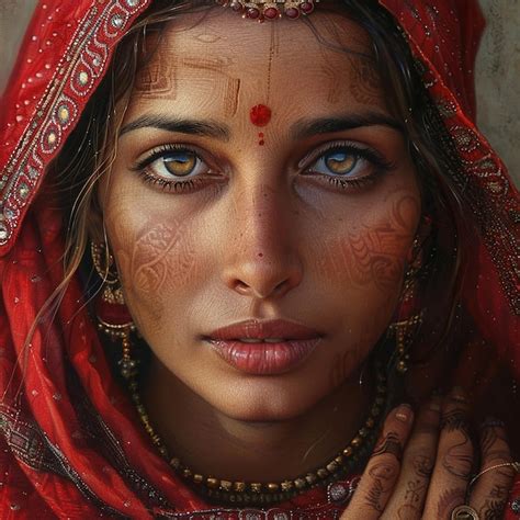 Portrait Of A Stunning Indian Woman From Himachal Pradesh Premium AI