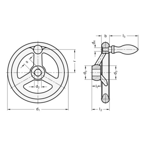 950 GG 315 V19 A DIN 950 Handräder Aluminium Gusseisen