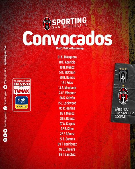 Sporting SM F C On Twitter Estos Son Los Rojinegros Convocados Por