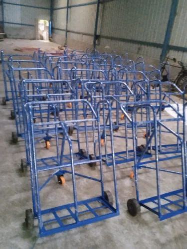 Blue Mild Steel Double Cylinder Trolley For Industrial At Rs In