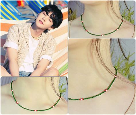 BTS Suga Inspired Summer Green Beaded Necklace Wants To Own One Be