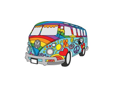 Painted Vw Hippy Van Design Chico Graphic Design