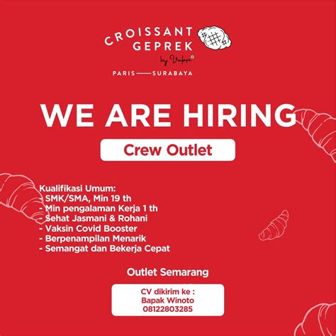 Lowongan Kerja Crew Outlet Di Croissant Geprek LokerSemar Id