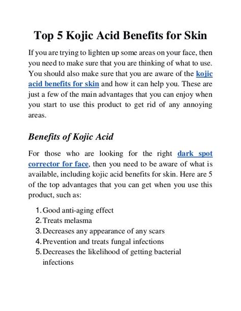 Top 5 kojic acid benefits for skin