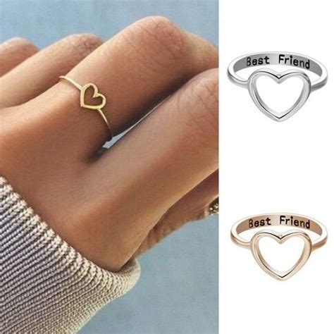 Fashion Best Friends Jewelry Ring Simple Hollow Heart Ring Friendship