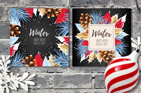 Winter Cards 2 Illustrator Templates Creative Market