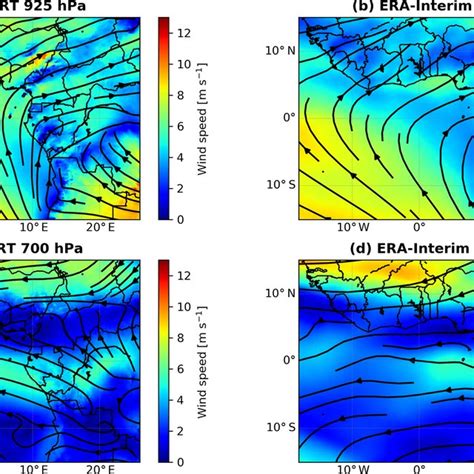 Average Wind Speed Colour Shading And Streamlines At 925 HPa A B