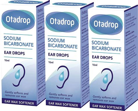 Otadrop Ear Wax Remover Sodium Bicarbonate Drops 10 Ml Pack Of 3 Uk Health