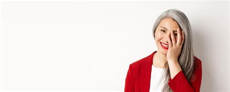 Free Photo Beauty And Makeup Concept Close Up Of Beautiful Asian Mature Woman Laughing And