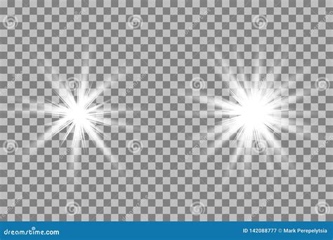 White Glowing Light Burst Explosion With Transparent Stock Vector