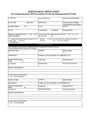 Fillable Online Employment Application City Of The Village Of