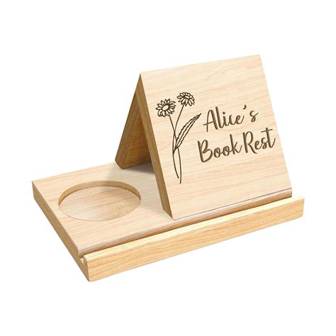 Personalized Birthflower Solid Oak Wooden Triangle Book Rest Book Stand