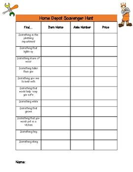 Hardware Store Scavenger Hunt By Learning Exceptionally Tpt