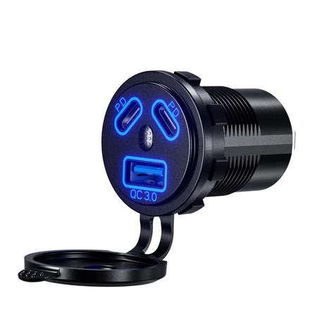 Thlevel V Type C Usb Outlet Quick Car Charger Socket Dual Port Type C