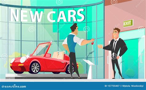 Buying Car In Auto Dealer Center Cartoon Vector Stock Illustration