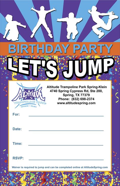 Altitude Trampoline Park Birthday Party Invitations – wmmfitness.com