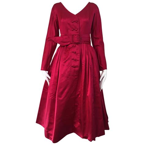 1950s Galanos Magenta Red Silk Cocktail Dress At 1stdibs Magenta