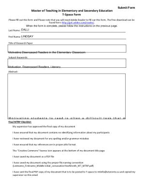 Fillable Online Tspace Library Utoronto Dallilindsayt Space Form Pdf