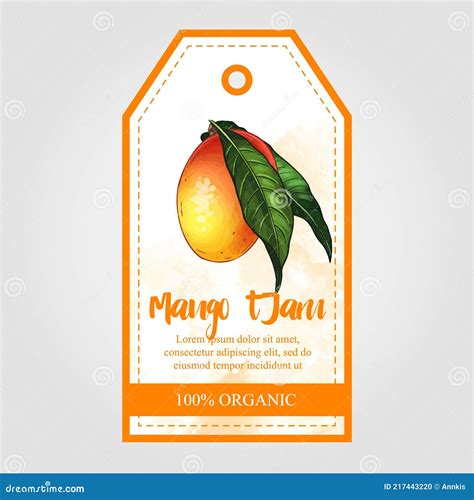 Label Or Sticker Design With Mango Illustration Natural Mango Jam For Natural Or Organic Fruit