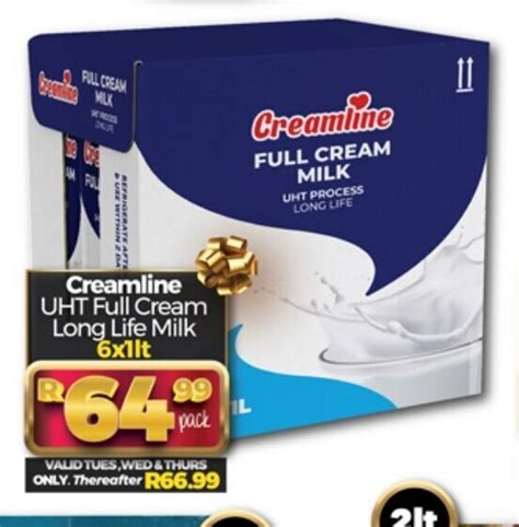 Creamline UHT Full Cream Long Life Milk 6x1lt Offer At Take N Pay