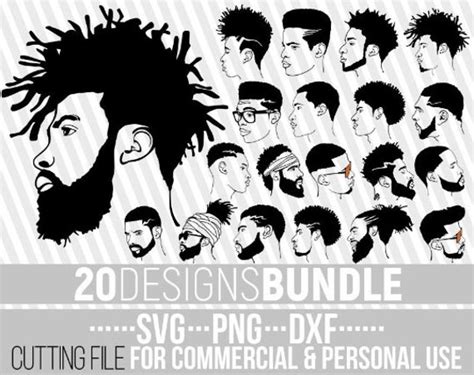 20x Black Man Bundle Svg Afro Man Svg Hairstyle Svg Black Etsy