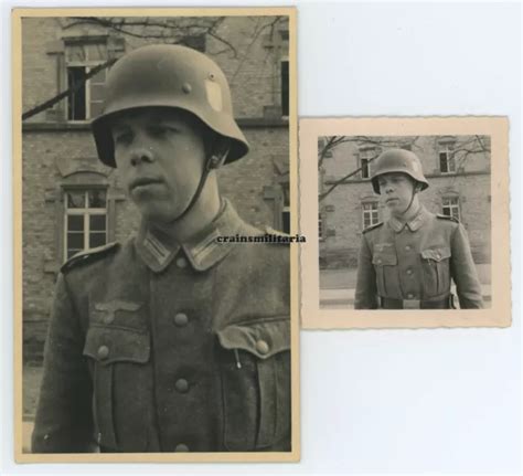 X Orig Foto Ak Portrait Heer Soldat Mit Stahlhelm Helm In Kaserne Eur