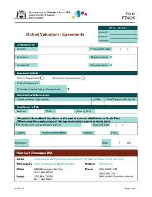 Fillable Online Duties Valuation Form Easements Valuation Fax Email