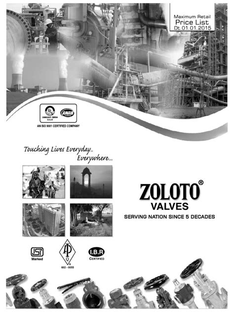 Zoloto Valves Price List