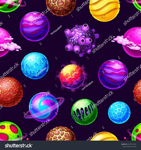 Cartoon Galaxy Planets Space Stars Seamless Stock Vector Royalty Free