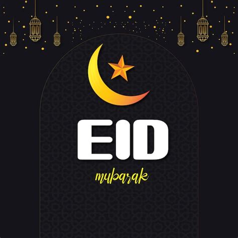 Un Fond Noir Avec Un Signe Qui Dit Eid Mubarak Vecteur Premium