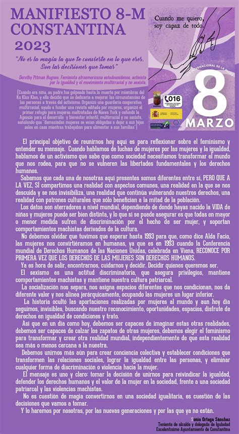 Manifiesto 8 De Marzo 2023 Constantina 2023 Día Internacional De La Mujer