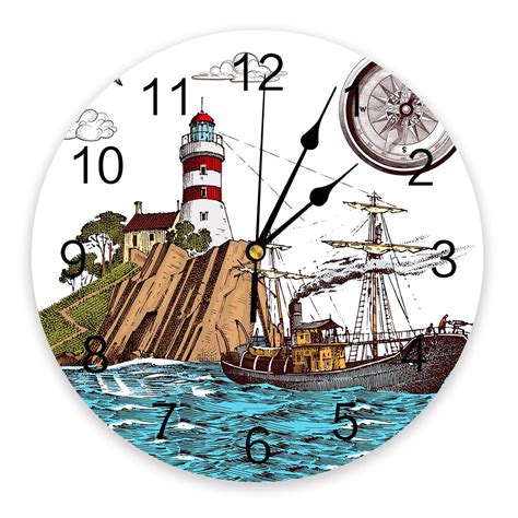 Compass Nautical Map Wall Clock Modern Design Living Room Decoration