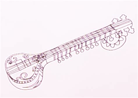 How To Draw A Sitar Musical Instrument