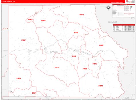 Eagle County, CO Zip Code Wall Map Red Line Style by MarketMAPS - MapSales