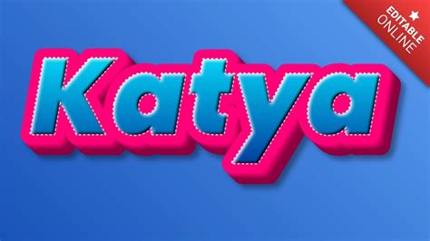 Katya Pink Blue 3d Text Effect Generator