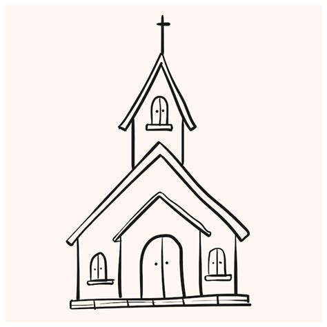 Premium Vector Church Doodle Vector Icon Drawing Sketch Illustration