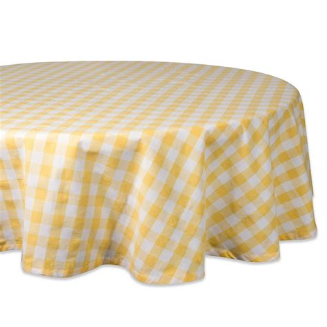 Dii Yellowwhite Checkers Tablecloth 70 Round 100 Cotton Walmart